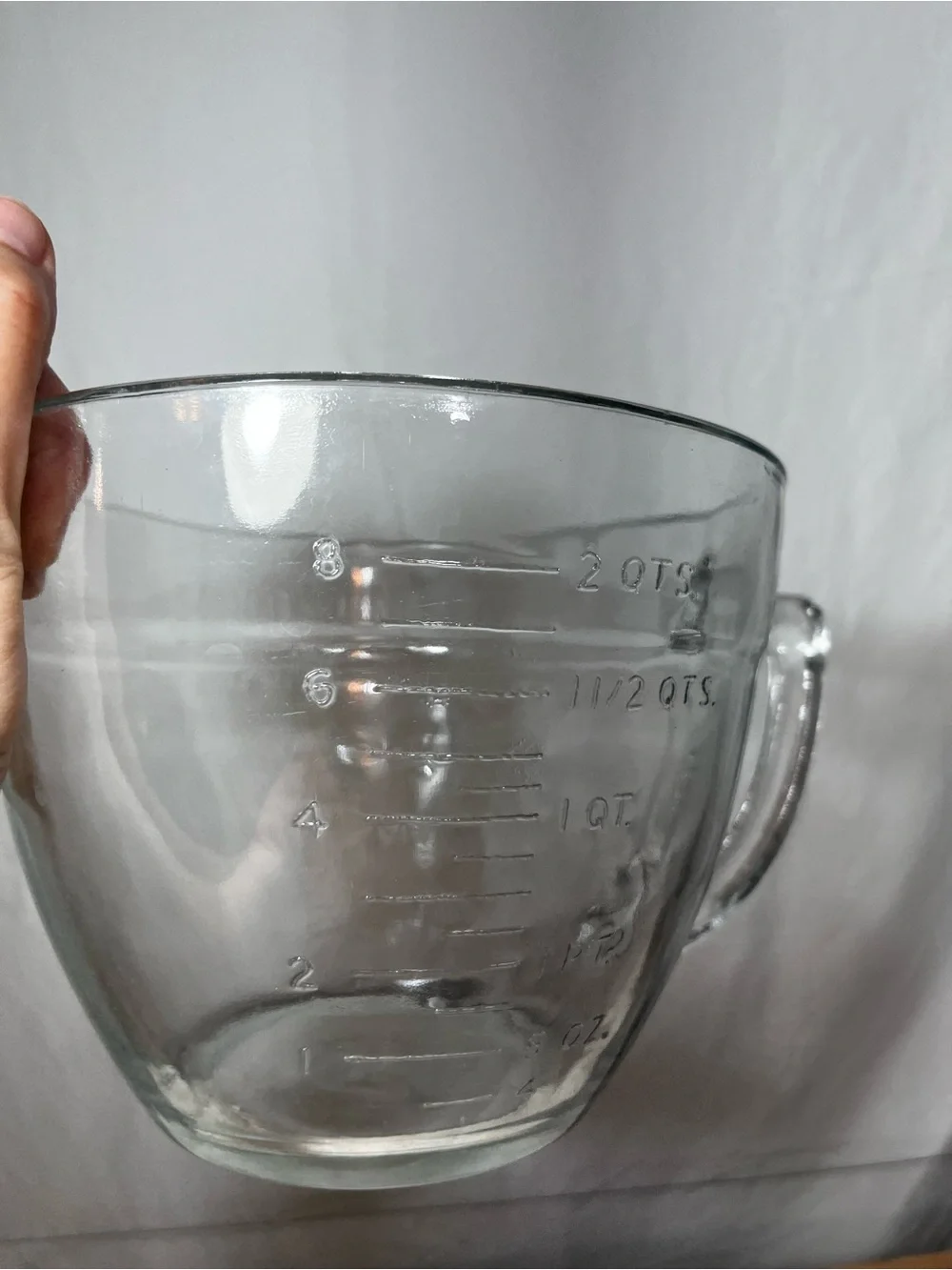 Large Glass Measuring Batter Bowl Heavy Duty 8 Cup 2 Quarts 2000ml Pour Spout